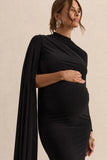 Lavinia Black High Neck Maternity Maxi Dress With Cape Sleeve