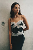 Nina Satin And Lace Camisole Black Ivory