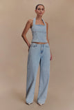 Dayna Denim Halter Top Light Blue