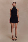 Emilia Beaded Waistband Mini Skirt Black