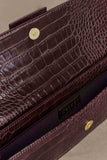 Jessica Faux Leather Crocodile Clutch Burgundy