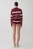 Philly Stripe Knit Short Burgundy Cream