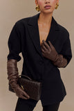 Jasper Faux Leather Elbow Length Gloves Dark Chocolate
