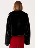 Carys Cropped Faux Fur Jacket Black