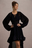 Namir Black High Low Chiffon Maxi Dress
