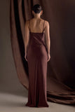Lilly Sweetheart Satin Maxi Dress Dark Chocolate