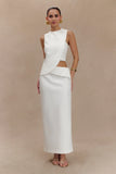 Astrid Asymmetric Sleeveless Suiting Top White