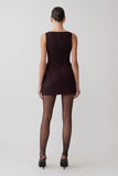 Hallie Boat Neck Mini Dress Plum Pinstripe