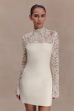 Aurelie Long Sleeve Lace Mini Dress Ivory