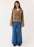 Evan Faux Suede Short Trench Jacket Tan