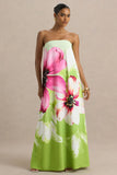 Ellery Lime Floral Print Bandeau Maxi Dress