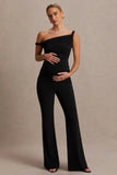 Kira Black Asymmetric Neck Maternity Jumpsuit