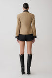 Solange Zip Up Collared Jacket Natural