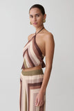 Thea Halter Chiffon Sleeveless Top Multi Stripe