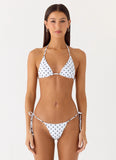Mommae Halter Bikini Top White Polkadot