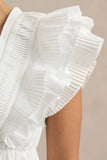 Judie White Poplin V Neck Ruffled Mini Dress