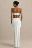 Elixir Cream Sweetheart Neck Maxi Dress with Cut Out Details