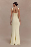 Luella Crepe Corset Maxi Dress Lemon