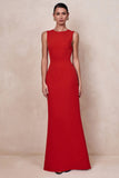Astrelle Red High Neck Maxi Dress