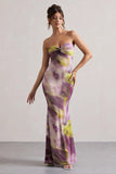 Santiago Lilac Print Strapless Twist Maxi Dress