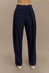 Penelope Pleated High Waisted Pants Dark Navy