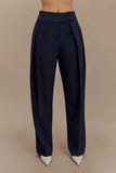 Penelope Pleated High Waisted Pants Dark Navy
