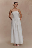 Maureen Broderie Strapless Maxi Dress White