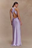 Phyllis Satin Halter Maxi Dress Lilac