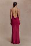 Nerea Slip Halter Maxi Dress Cherry Red