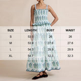 Women Floral Maxi Dress Sleeveless Smocked Ruffle Flowy Boho Sundress with Pockets Summer Vacation