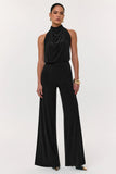 Asha Black High Neck Jumpsuit With Ruched Detail