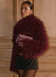 Virginia Cropped Faux Fur Jacket Maroon