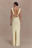 Galilea Crepe Draped Maxi Dress Lemon