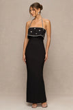 Illiana Black Bandeau Hand Embellished Maxi Dress