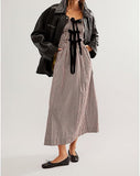Women Plaid Maxi Dress Long Puff Sleeve Square Neck Flowy Boho Dress Bow Tie Smocked Fall Dresses