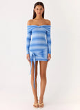 Gomez Bardot Knit Mini Dress Cerulean