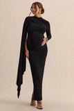 Lavinia Black High Neck Maternity Maxi Dress With Cape Sleeve