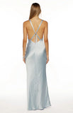 Ava Light Blue Satin Formal Maxi Dress