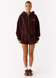 Signature Double Zip Up Hoodie Chocolate