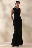 Astrelle Black High Neck Maxi Dress