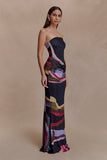 Madison Strapless Slinky Maxi Dress Multi Fluid Reverie Print