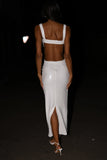 Adoria Sequin Cut Out Maxi Dress White