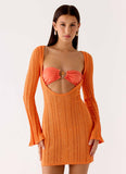 Estrella Long Sleeve Knit Mini Dress Orange
