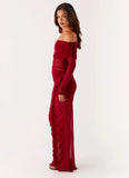 Teala Mesh Maxi Dress Red