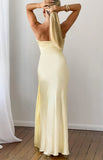 Novie Yellow Tie Detail Satin Strapless Maxi Dress - PRE ORDER