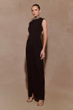 Elisa Diamante Neck Maxi Dress Black
