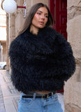 Virginia Cropped Faux Fur Jacket Black