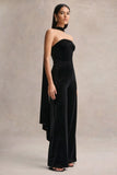 Arcane Black Velvet Bandeau Jumpsuit With Scarf