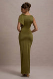 Kacey Olive Twisted Knot Maxi Dress