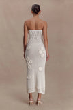 Samantha Crochet Midi Dress With Flowers Ivory